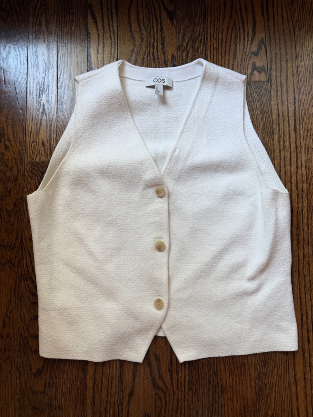 COS Cream Textured Button Vest